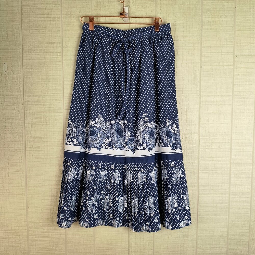 Navy Floral Border Polka Dot Women's Skirt